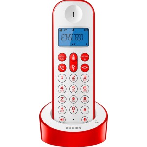 Telefone sem Fio Vermelho Philips D1211WR/BR com Identificador de Chamadas e Viva Voz
